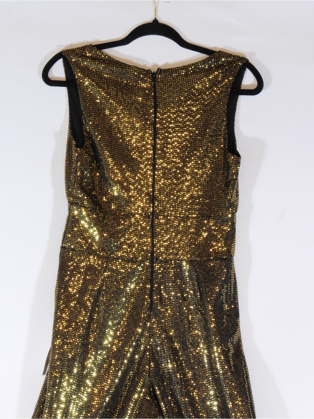 VENUS Gold Sequin Halter V‑Neck Wide‑Leg Jumpsuit NWT - Picture 5 of 7